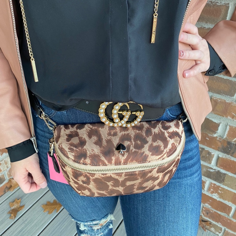 NWT Kate Spade Leopard Nylon Belt Bag Fanny Pack